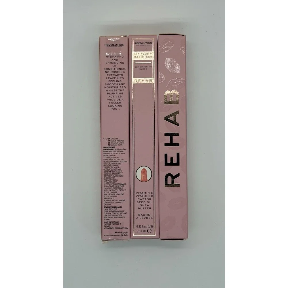 Revolution Make-Up Rehab Lip Plump Maximiser Set of 3 Conditioning Gloss NEW